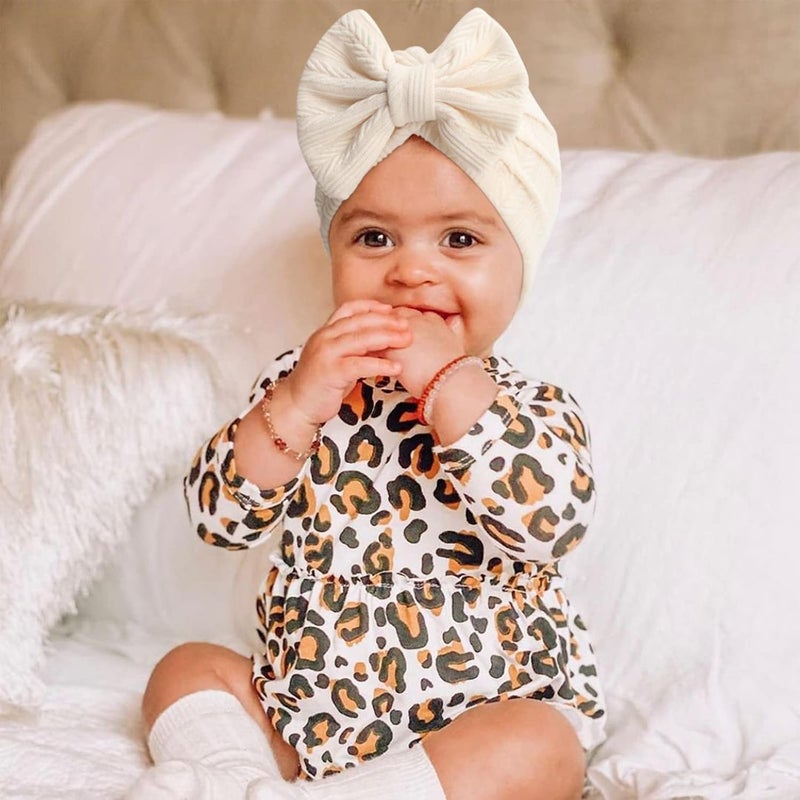 DRESHOW BQUBO 5 Pieces Newborn Baby Turban Hats Bow Baby Infant Beanie Breathable Toddler Cap for Baby Girls - Image 4